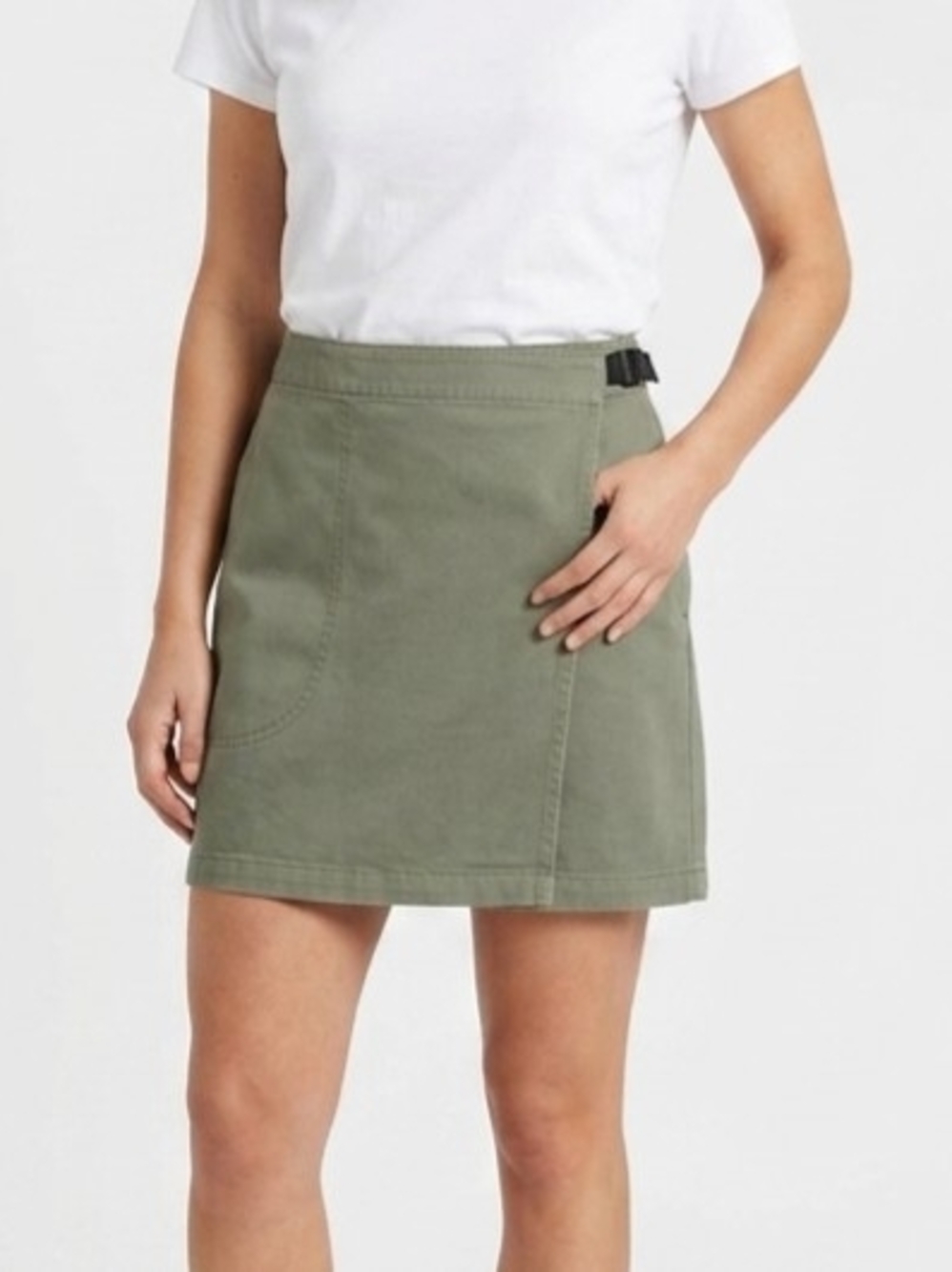 Vintage Patagonia Organic Cotton Wrap Skirt Sz 12 Sage Green Buckle 90s
